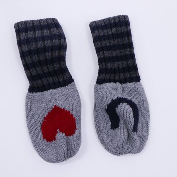 Baby Gap Hat & Gloves Mitten Set 6-12M Gray Red Heart - Picture 4 of 5